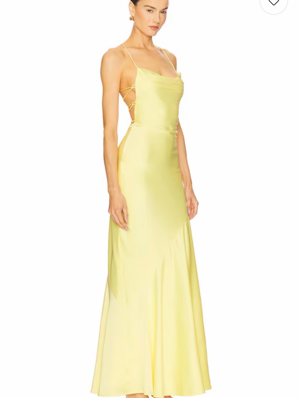 Nookie Lemon Satin Backless Slip Maxi Dress